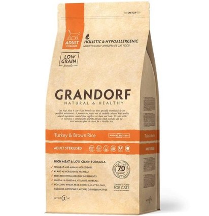 Grandorf Adult Sterilised сухой корм для стерилизованных кошек с индейкой 2 кг.  